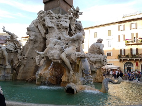 Fontana dei Quattro Fiumi (Fountain of the Four Rivers) on Piazza Navona, Rome